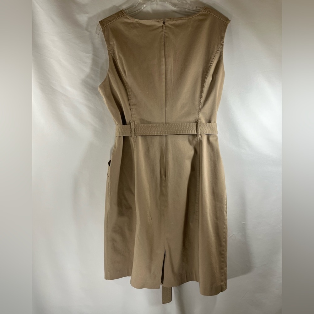 Ellen Tracy Khaki Pencil Belted Sleeveless Work Dress Women’s Size 16 - Picture 6 of 16
